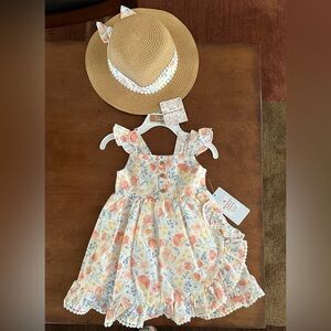 Tommy Bahama 2 piece floral sleeveless ruffle dress hat set